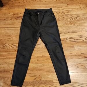 Black High-Waisted Faux Leather Pants
